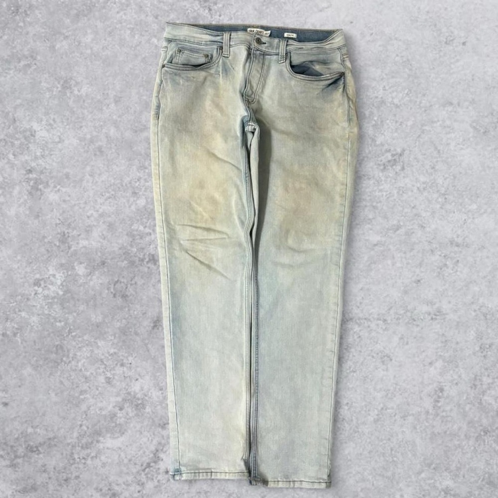 True Craft Distressed Men's Faded Blue Straight Jeans